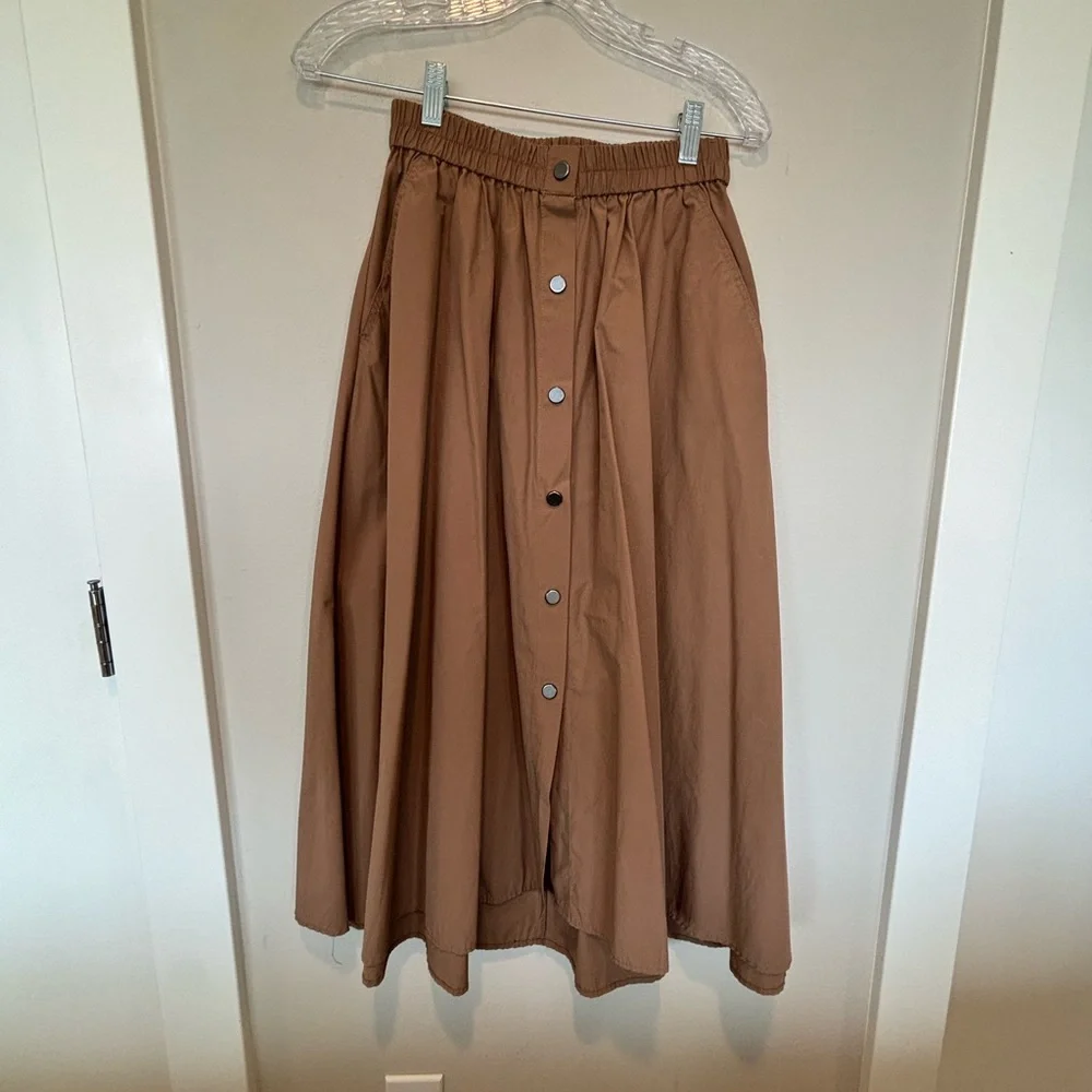 Zara Brown A-Line Skirt with Buttons Medium - Picture 1 of 4